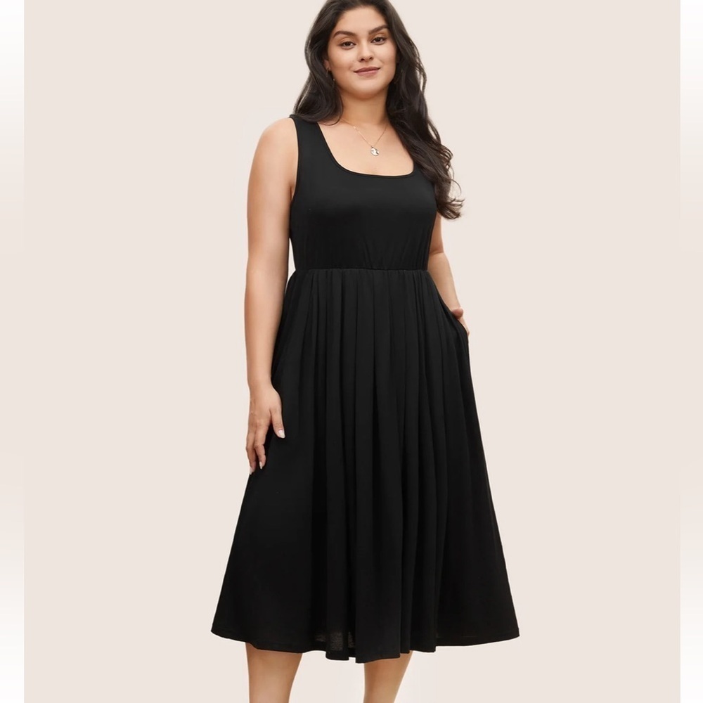 BloomChic Plus Size 2XL Supersoft Essentials Solid Gathered Tank Dress us18-20 - Picture 3 of 8